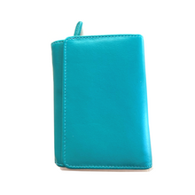 Load image into Gallery viewer, Oran Leather Aqua Coloured Ruby Wallet - A small smooth soft leather ladies wallet.
