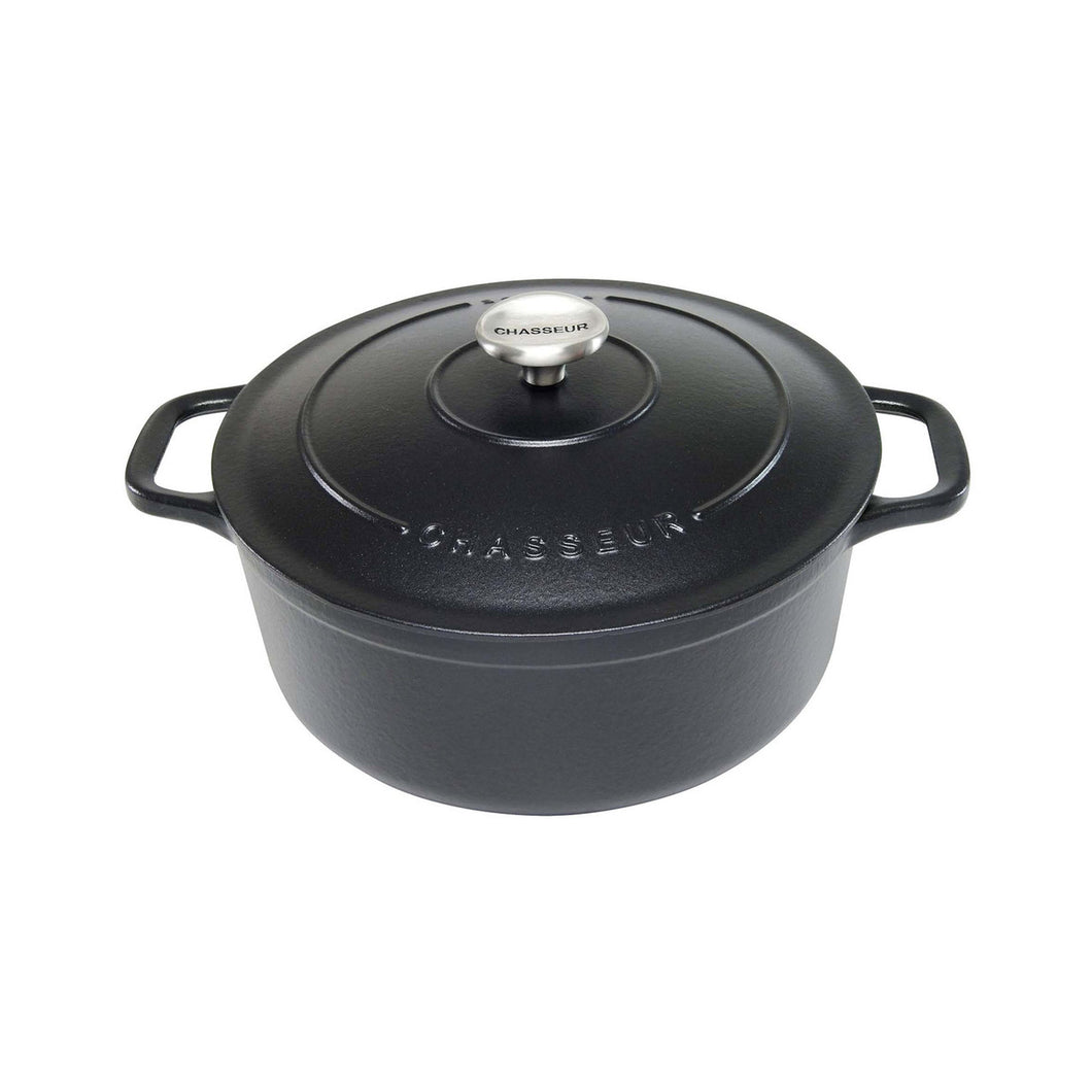 Chasseur Round 24cm/4L Black Cast Iron French Oven