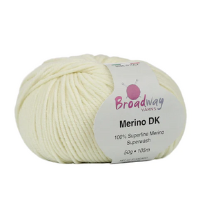 Broadway Yarns Merino DK 50g Colour 1965 Clotted Cream