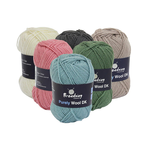 Broadway Yarns Purely Wool 8ply - Various Colours 50g