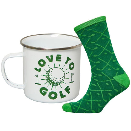 Gentleman's Emporium Love To Golf Enamel Mug & Sock Gift Set