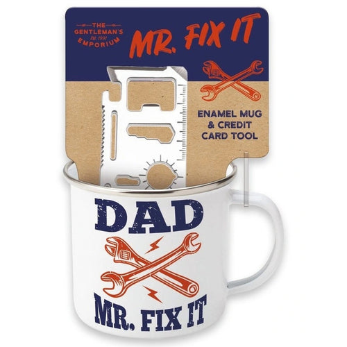 Dad Mr Fixit Enamel Mug & Credit Card Tool Gift Set 