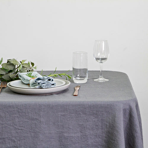 100% Linen 150x260cm Grey Tablecloth - Have To Have It NZ