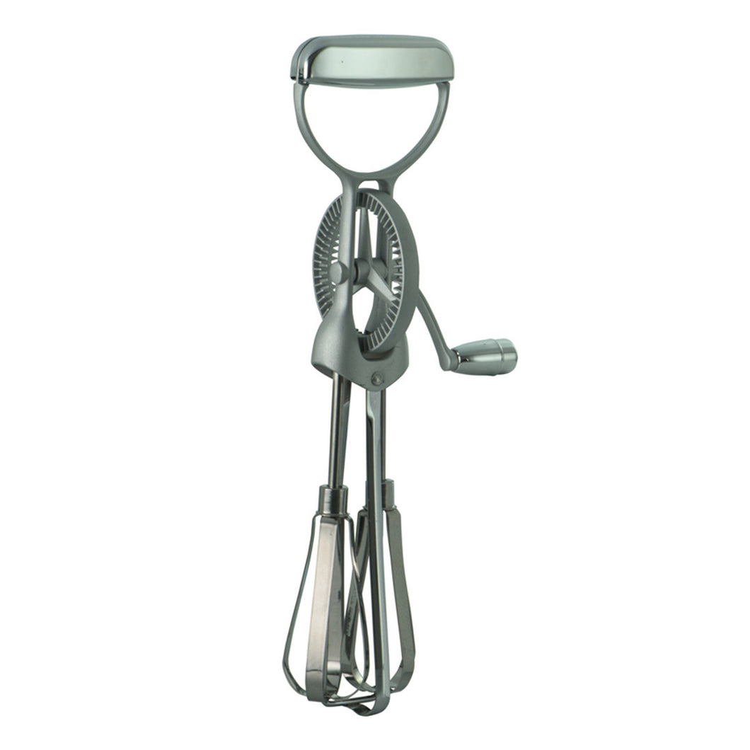 Avanti Egg Beater, a handheld kitchen tool with two metal beaters and an ergonomic handle