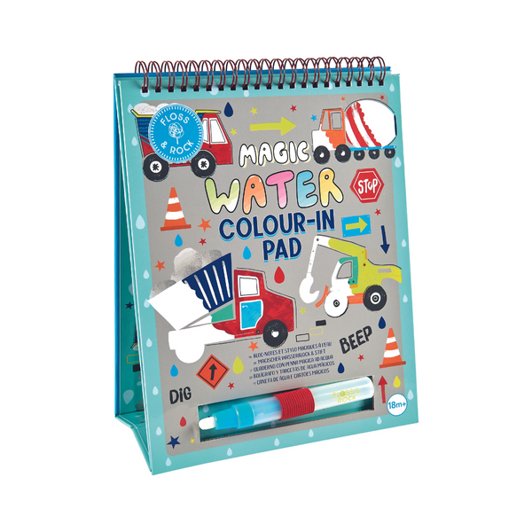 Floss & Rock Construction Magic Colour Changing Water Easel Pad & Pen Set - Have To Have It NZ