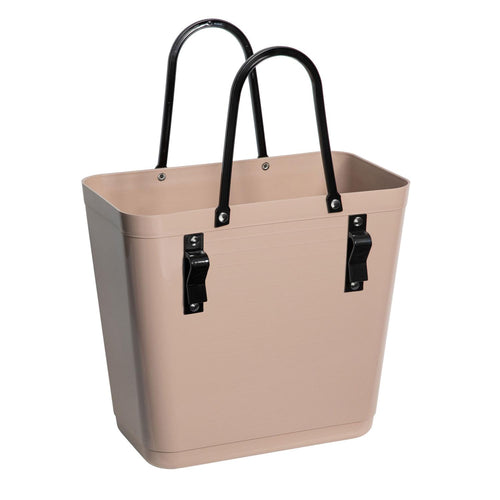 Tall Hinza bag made from recycled plastic in nougat colour with bicycle hooks