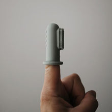 Load image into Gallery viewer, Mushie Cambridge Blue/Shifting Sands Finger Toothbrush - Have To Have It NZ
