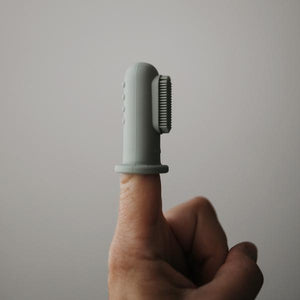 Mushie Cambridge Blue/Shifting Sands Finger Toothbrush - Have To Have It NZ