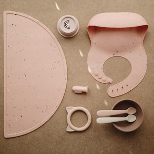 Mushie Pink Confetti Silicone Placemat - Have To Have It NZ