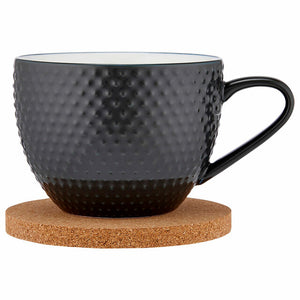 Ladelle 350ml Abode Charcoal Textured Porcelain Mug & Coaster - Have To Have It NZ