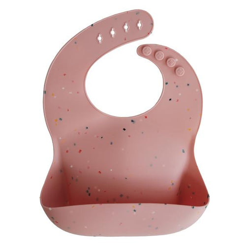 Mushie Pink Confetti Silicone Bib - Have To Have It NZ