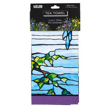 Load image into Gallery viewer, Modgy 100% Cotton Tiffany Iris Landscape Tea Towel Packaging
