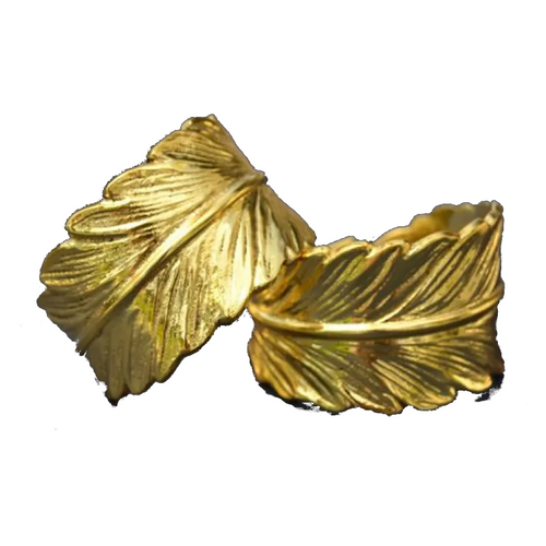 Golden Metal Feather Napkin Ring - Have To Have It NZ