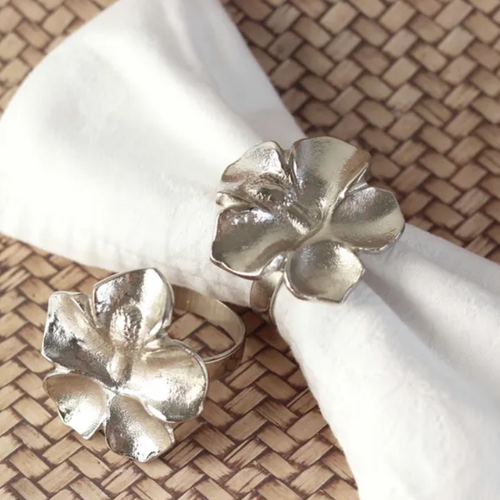 Hibiscus Silver Metal Napkin Ring - Have To Have It NZ