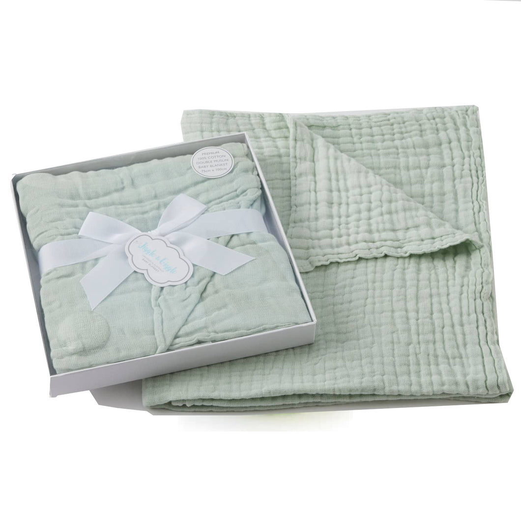 Jiggle & Giggle Sage 100% Cotton Double Layered Muslin Blanket - Have To Have It NZ