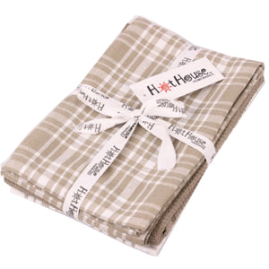 Hot House Linen Grey Dallas Check Tea Towels Set Of 3 - Have To Have It NZ