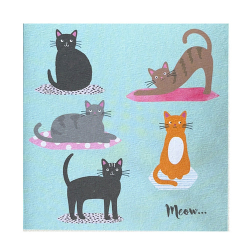 An adorable notecard features a cute illustration of a cat with the greeting 