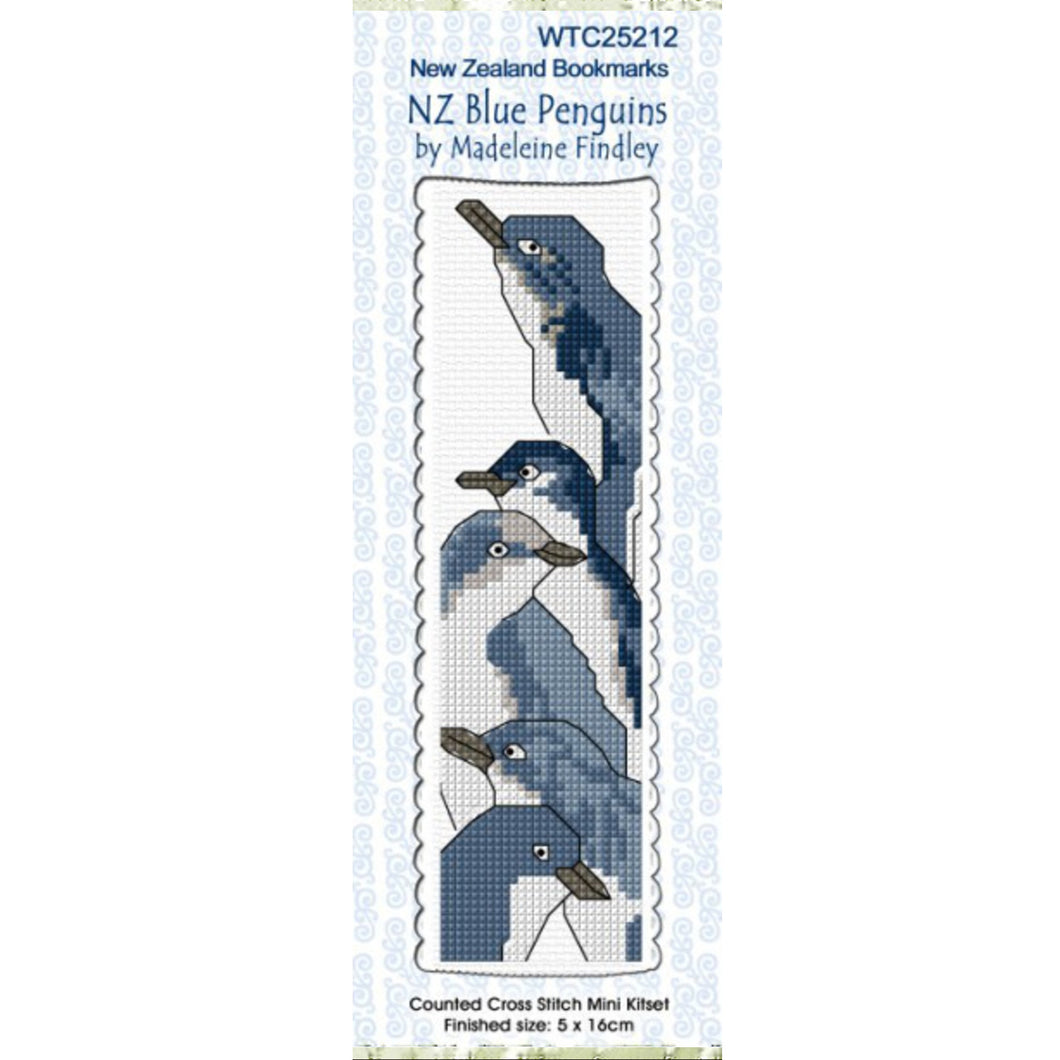 Madeleine Findley Blue Penguins Cross Stitch Bookmark Kit - Have To Have It NZ