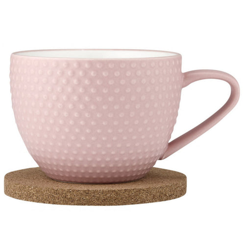 Ladelle 350ml Abode Pink Sand Textured Porcelain Mug & Coaster - Have To Have It NZ