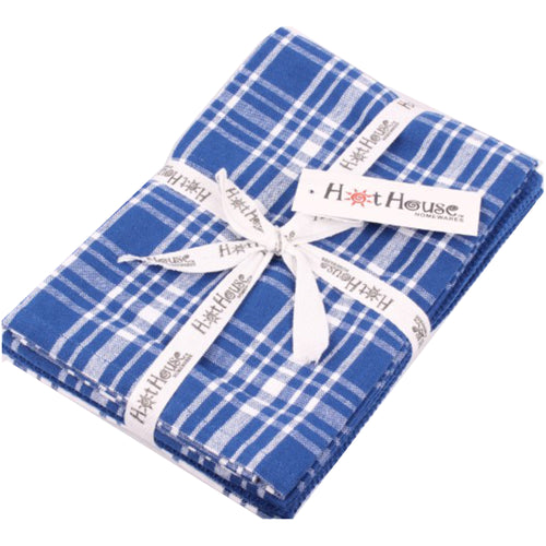 Hot House Royal Blue Dallas Check Tea Towels Set Of 3 - Have To Have It NZ