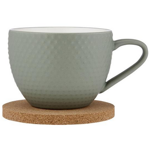 Ladelle 350ml Abode Sage Textured Porcelain Mug & Coaster - Have To Have It NZ