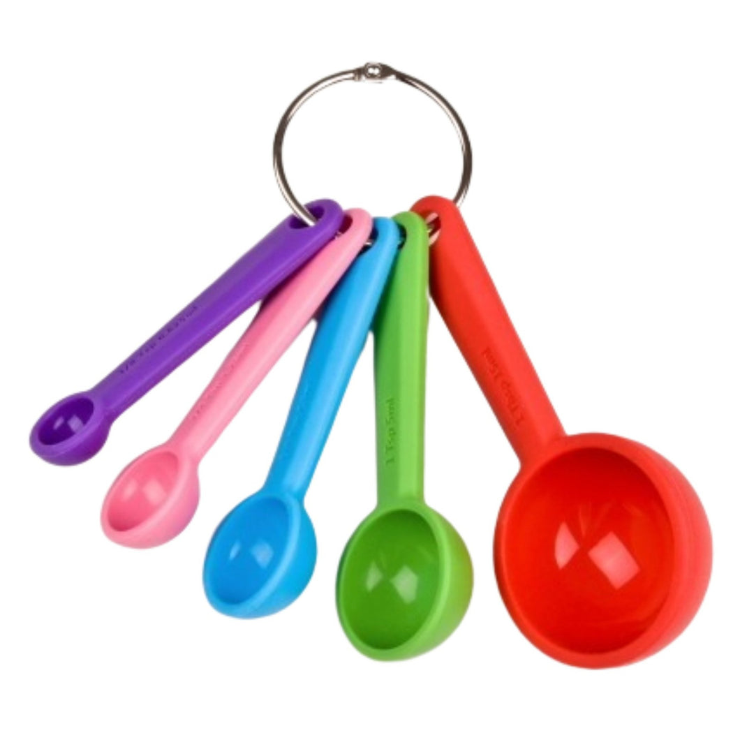 d-line coloured silicone measuring spoons - set of 5