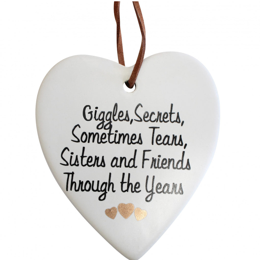 Sisters Ceramic Hanging Heart - Have To Have It NZ
